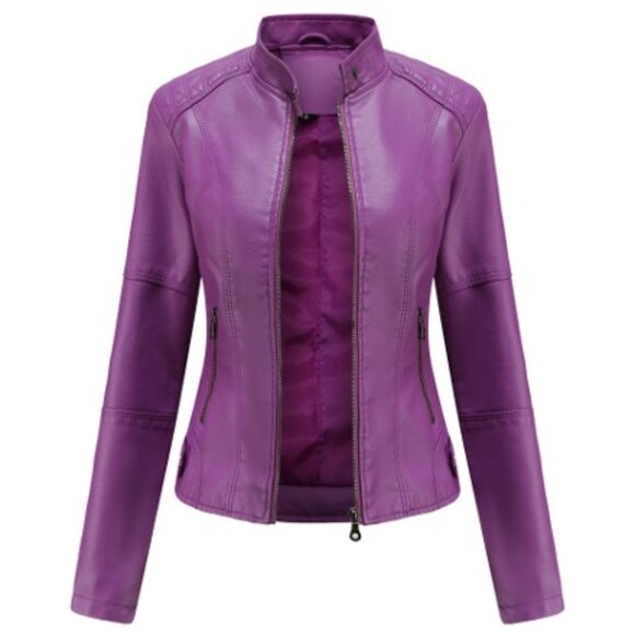 Express Jackets & Blazers - Women's Faux Leather Jacket in Violet. Purple Moto Jacket. NWT. XL.Express.Biker